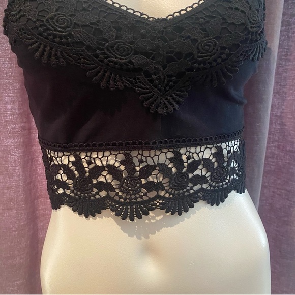 Topshop black crochet crop top bralette size 6 - Picture 3 of 11
